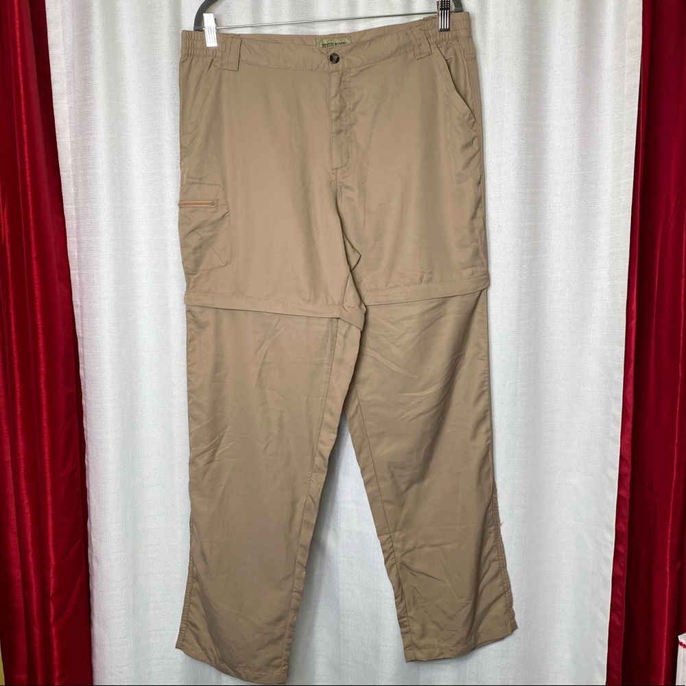Rustic Ridge women’s tan nylon hiking pants with zip leg to make into shorts LRG